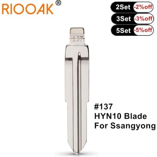 10pcs Metal Blank Uncut Flip Blade KD VVDI Remote Key Blade #137 HYN10 SSY3 For Ssangyong S170 Uncut Car Key Blade