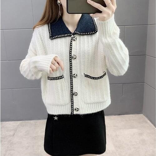 2020 Korean Fashion Sweater Cardigan Womens Short Loose Spring Autumn Outer Wear Lazy College Wind All-match Knitwear Jacket
