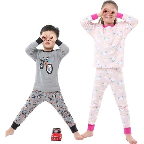 2020 New Cotton Pajamas Sets Baby Kids Long Sleeve Pyjamas Unicorn Pajamas Tops+Pants 2pcs Nightwear Suit Autumn Boy Girl Pijama