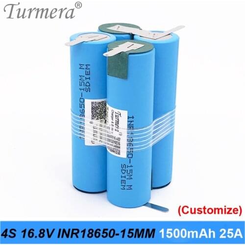 4s 16.8v 14.4v 18650 pack battery 1500mah inr18650-15mm 25a welding battery for screwdriver shura shurik battery customized