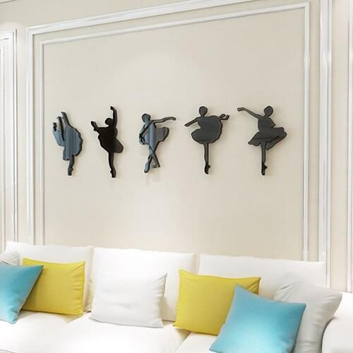 Ballet girl Acrylic crystal wall stickers Dancing room waterproof decoration Gym Music room DIY art wall stickers Candy color