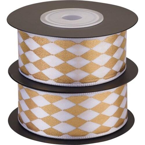 Polyester Satin Ribbon Single Face Gold Foil Ribbons for Festival Christmas Gift Package Wrapping Handmade Jewelry Accessories