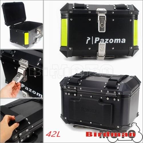 42L Aluminum Alloy Top Case Motorcycle Trunk Rear Top Storage Box Universal For Harley Honda Suzuki Kawasaki Yamaha BMW Custom