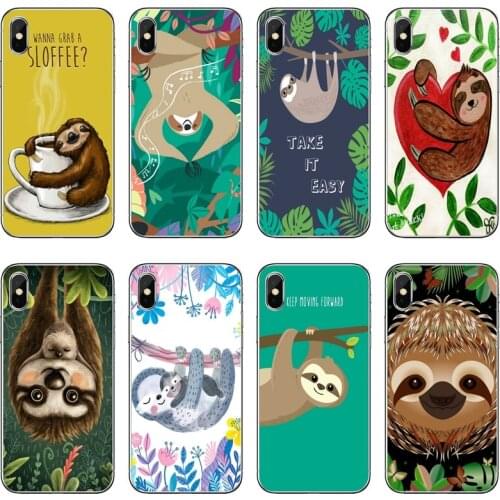 Sloth Cute Animal Transparent Phone Case For iPhone 12 11 Pro Max Mini XS Max XR X 8 7 Plus 6 6S Plus 5 5S SE 2020
