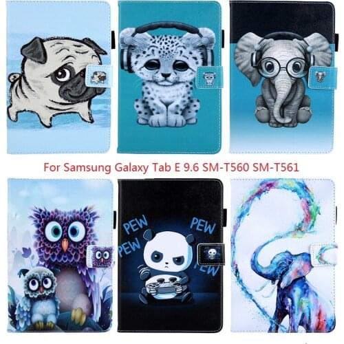 Stand Cover For Samsung Galaxy Tab E 9.6 T560 T561 Silicone back cover PU Leather Wallet funda tablet for samsung sm t560 case