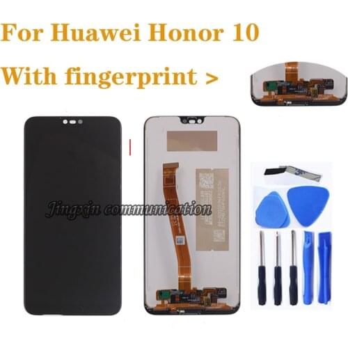 With fingerprint Original display For Huawei Honor 10 LCD Display +Touch Screen Digitizer Assembly for honor10 COL-L29 COL-AL10