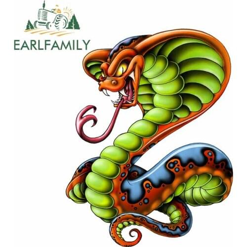 EARLFAMILY 13cm x 10cm For Cartoon Cobra DIY Motorcycle Car Stickers Waterproof Decal Graffiti Scratch-Proof for VAN JDM RV
