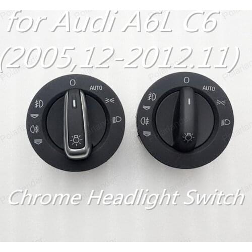 Polarlander Chrome Headlight Switch Knob Button for A/udi A6L C6 (2005,12-2012.11) 4FD941531(08) 4FD941531a(09) Fog Headlight