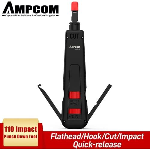 Punch Down Tool, AMPCOM 110 Type Multi-function Network Cable Tool with Two Blades Telephone Impact Terminal Insertion Tools