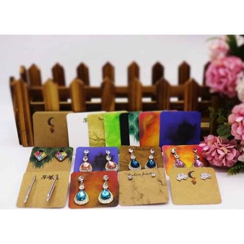 50pcs Earring card 5*5cm cardboard different design display jewelry card paperboard hot selling ppopular printing 300g material