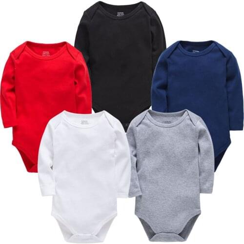 Newborn Baby Jumpsuit Baby Boy Solid Color Autumn One-piece 3-24 Months Infant Kids Bodysuits Cotton Childrens Clothing