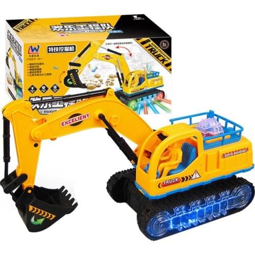 360 Rotation Electric Excavator Construction Car with Music LED Kids Toy Gift