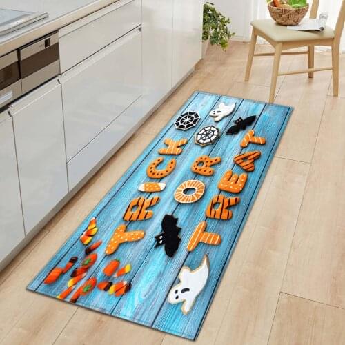 Halloween Pattern Kitchen Mat Carpet Doormats Flannel Entrance Door Mat Soft Bath Mats Rugs for Living Room Bedroom Bathroom