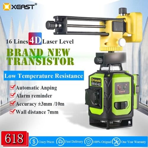 XEAST NEW Fukuda MW-94D-4GJ 16Lines 4D Green Laser Level 4000mAh Lithium Battery Self-Leveling Horizontal&Vertical Cross Lines