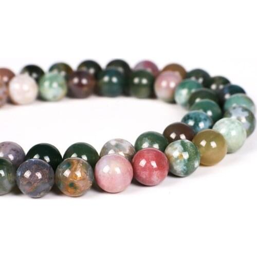 Natural Round Indian Agates Stone Beads Smooth Loose Spacer Beads For Jewelry Making DIY Bracelet Accessorries 15''4/6/8/10/12mm