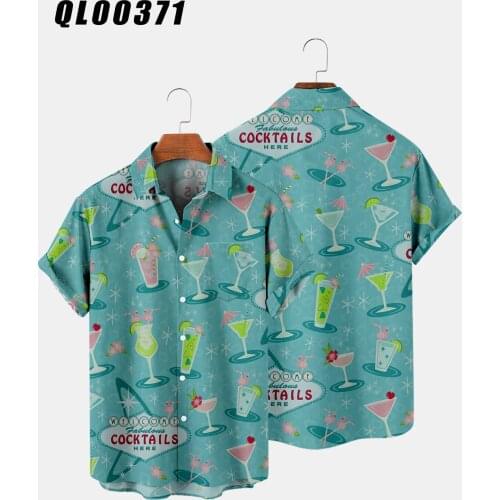 2021 Mens Printed Short Sleeve Shirt Loose Hawaiian Turn-down-collar Shirt Streetwear Large Size 4XL