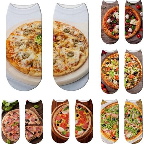 3D Printed Funny Pizza Pattern Unisex Socks Summer Sports Low Ankle Socks Women Happy Children Gift Art Crew Socks носки