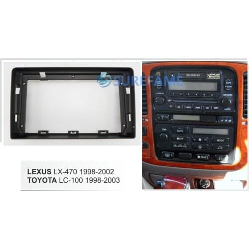 9 inch Car Fascia Radio Panel for LEXUS LX-470 1998-2002 / TOYOTA LC-100 1998-2003 Dash Kit Install Facia Console Bezel Plate