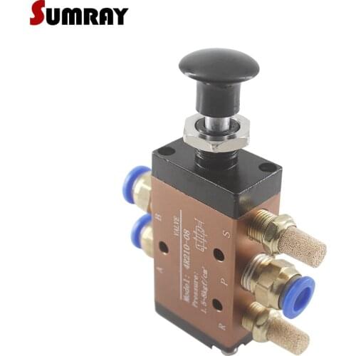SUMRAY 4R210-08/4R310-10 Pneumatic Manual Control Valve 5 Way 2 Position Hand Push Pull Valve Direct Acting Air Hand Valve