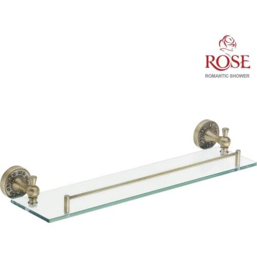 ROSE Shelf glass 1-tier, brass accessories holder in bathroom, base glass mount brass, holder near the sink in the bathroom,stand RG1019Q