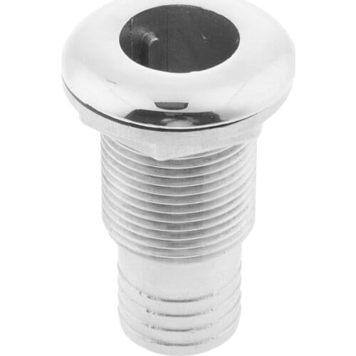 Boat Thru Hull Fitting / Drain 1" Hose Barb - 316 Stainless Steel