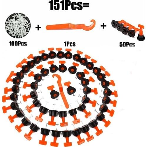 151 Pcs Reusable Tile Leveling System Wall Floor Tile Leveler Spacers with Wrench Tile Laying Anti Lippage Construction Tools