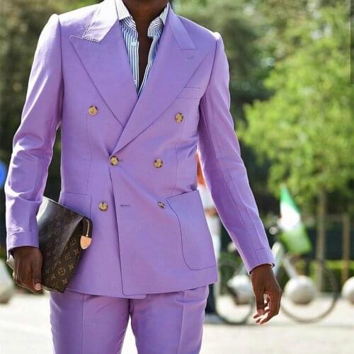 Spring Autumn New Tailor Made Men Suits Fashion Handsome Big Size Slim Fit Violet Groomsmen Tuxedos Wedding Party Mens Clothing
