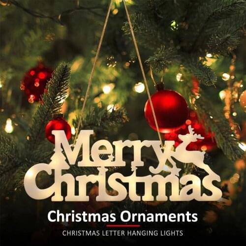 Merry Christmas Letter Lights Hanging LED Garland Decor Festival Themed Night Light for Party Home Ornament New Year 2022 Noel
