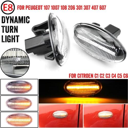 For Peugeot 307 206 407 107 607 Citroen C1 C2 C3 C5 LED Dynamic Turn Signal Light Flowing Water Side Marker Indicator Light