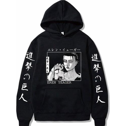 Harajuku Hoodies Anime Attack on Titan Printed Mens Fashion Hoodie Streetwear Oversize Hip Hop Tops