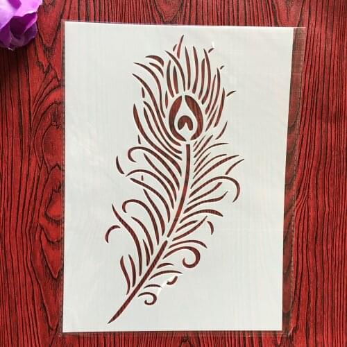 29 * 21cm Large Feather DIY Stencils Wall Painting Scrapbook Coloring Embossing Album Decorative Paper Card Template