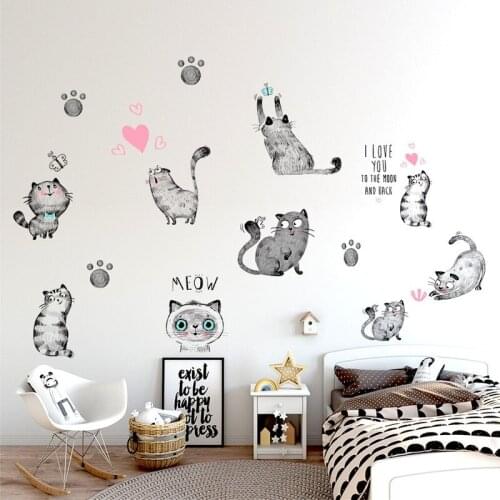 Creative Hand Painted Cat Wall Sticker Home Decor Living Room Wall Art Decals Kids Bedroom Teen Room Decoration Mural Removable
