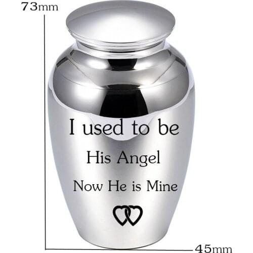 Stainless Steel Cremation Urn for Human Ashes Memorial Keepsake Urns-Engraved I Used to be his Angel, Now Hes Mine