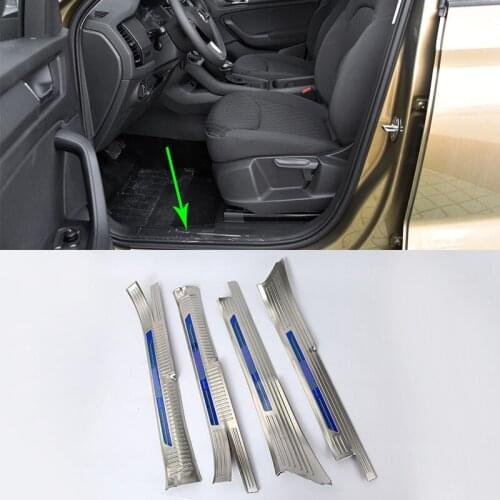 OUBOLUN stainless steel exterior car accessories inner door scuff plate high quality For 2017 SKODA KODIAQ