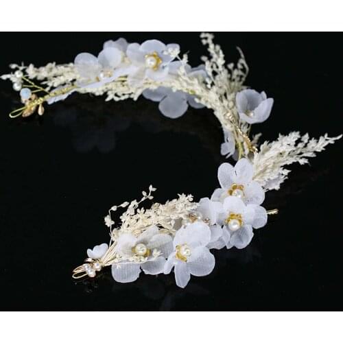 High Quality White Flower Simulated Pearl Headband Tiara Crown for Girl Women Noiva Bridal Bride Wedding Hair Jewelry mujer