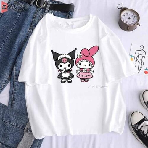 Y2k 2021 Cotton Women Summer Tops Cartoon Printed Vintage T-Shirt Casual Wild Loose Oversized Fashion Tees Sweet Girls Students
