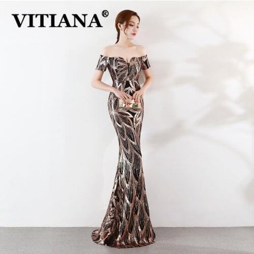 Women Off Shoulder Sexy Party Long Dress Female Green Sequined Strapless Elegant Host Dresses Femme Noble Banquet Night Vestidos