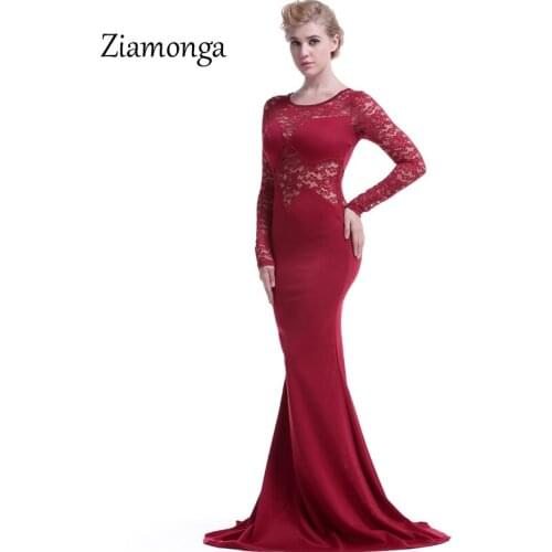 Ziamonga Women Dress 2018 Evening Party Long Lace Sleeve Mermaid Maxi Dress Sexy Party Gown Robe De Soiree Longue Vestidos Largo