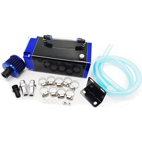 0.75L Universal Billet Aluminum Racing Engine Oil Fuel Catch Reservoir Tank Can With Hose Indicator
