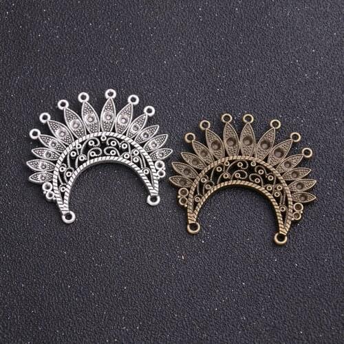 1PCS 50*54mm Antique Necklace Charm Women Jewelry Fashion Porous Connector Pendant Necklace