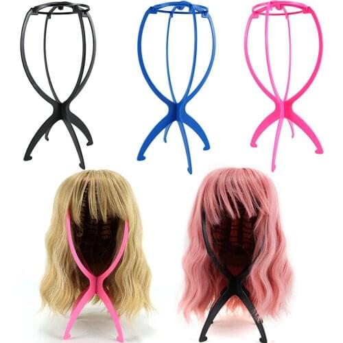 1Pc Colorful Ajustable Mannequin Wig Stands Foldable Wig Head Stand Flexible Plastic Wig Holder Support For Wigs Drying Display