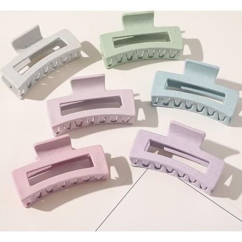 1Pcs Large Size Frosted Hair Claws Candy Color Geometric Hairpin Square Hollow Acetate Hair Clamps Banana Grips Hair Accessories