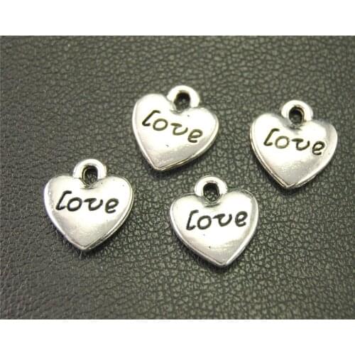 15pcs Silver Color Love Heart Charms DIY Jewelry Findings Accessories 11X10mm A1910