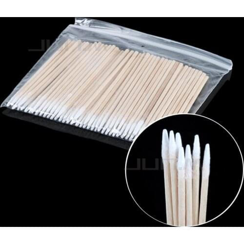 200pcs Wood Cotton Swab Cosmetics Permanent Makeup Microblading Ear Clean Sticks Buds Tip Wood Cotton Head Swab