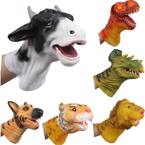 29cm Soft Vinyl PVC Dinosaur Hand Puppet Animal Head Hand Puppet Figure Toys Gloves Children Toy Model Gift Mobile Phone Straps