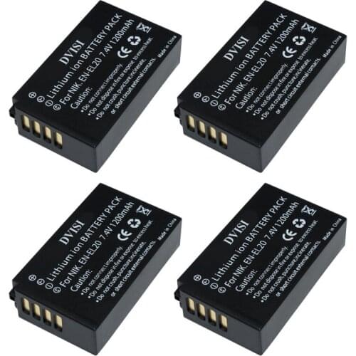 4Pcs/lot 7.4V 1.2Ah EN-EL20 EN EL20 ENEL20 Rechargeable Camera Battery for Nikon EN-EL20a 1 J1 J2 J3 S1 Digital Camera
