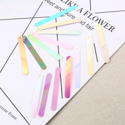 Paillette Large Rectangle 7x66mm Bar Sticker Glitter Sequins Paillettes Sewing Craft Women Garments Jewelry Accessories 60pcs