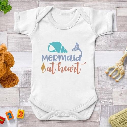 Be Mermaid Letter Printed Infan Babies Girls Clothing Bodysuit Newborn Boys Short Sleeve Body 3 6 9 12 18 24 Baby Clothes