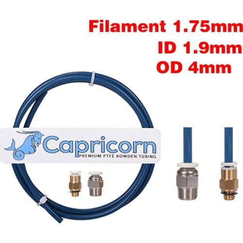 Capricorn Bowden PTFE Tubing XS Series+Quick Fitting+Straight Pneumatic Fitting Push to Connect 3D Printer Parts For ender 3