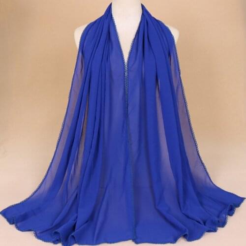 Pure Color High Quality Ladies Chiffon Scarf Tooth Edge Bubble Thick Chiffon Shawl Long Scarf Four Seasons Present Decorate